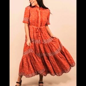 Free People Rare Feelings Printed Maxi Dress sz XS